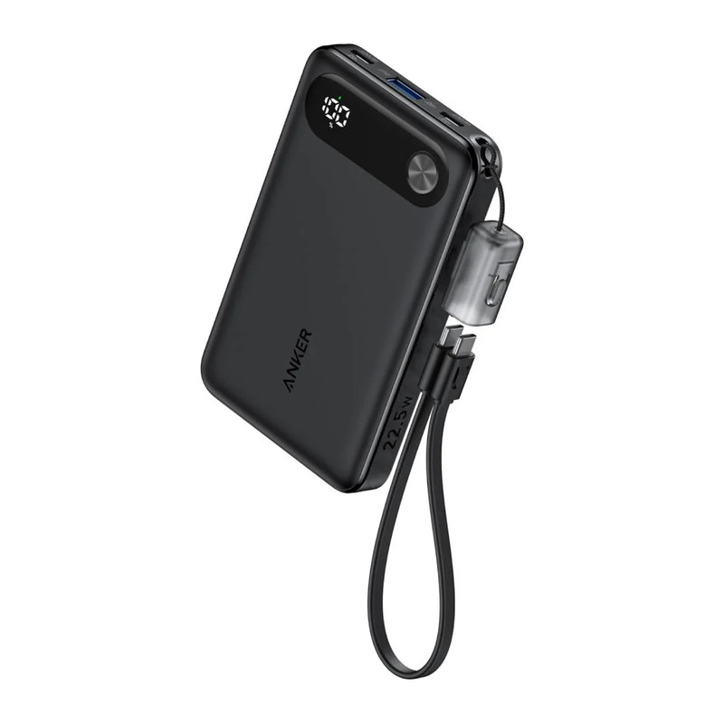 Anker Powerbank 10,000mAh 22.5 W Built In USB-C Cable - Black  - مزود الطاقة
